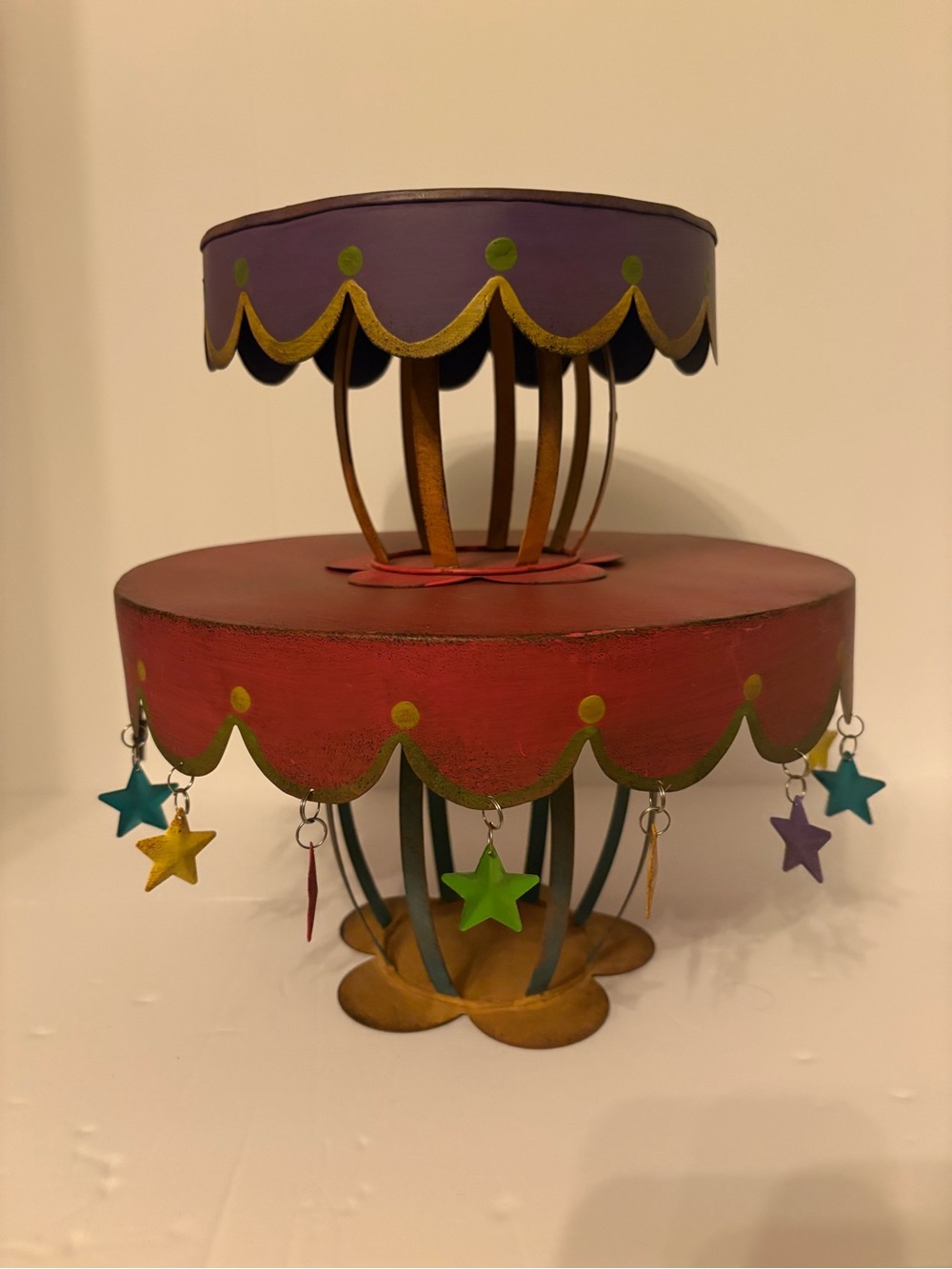2 Whimsical Purple and Red , Star Accent Stand
